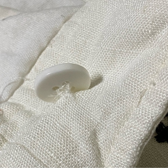 Zara Linen Blend Embroidered Wide Leg Pants XL White Black Culotte Boho Style - Picture 15 of 16